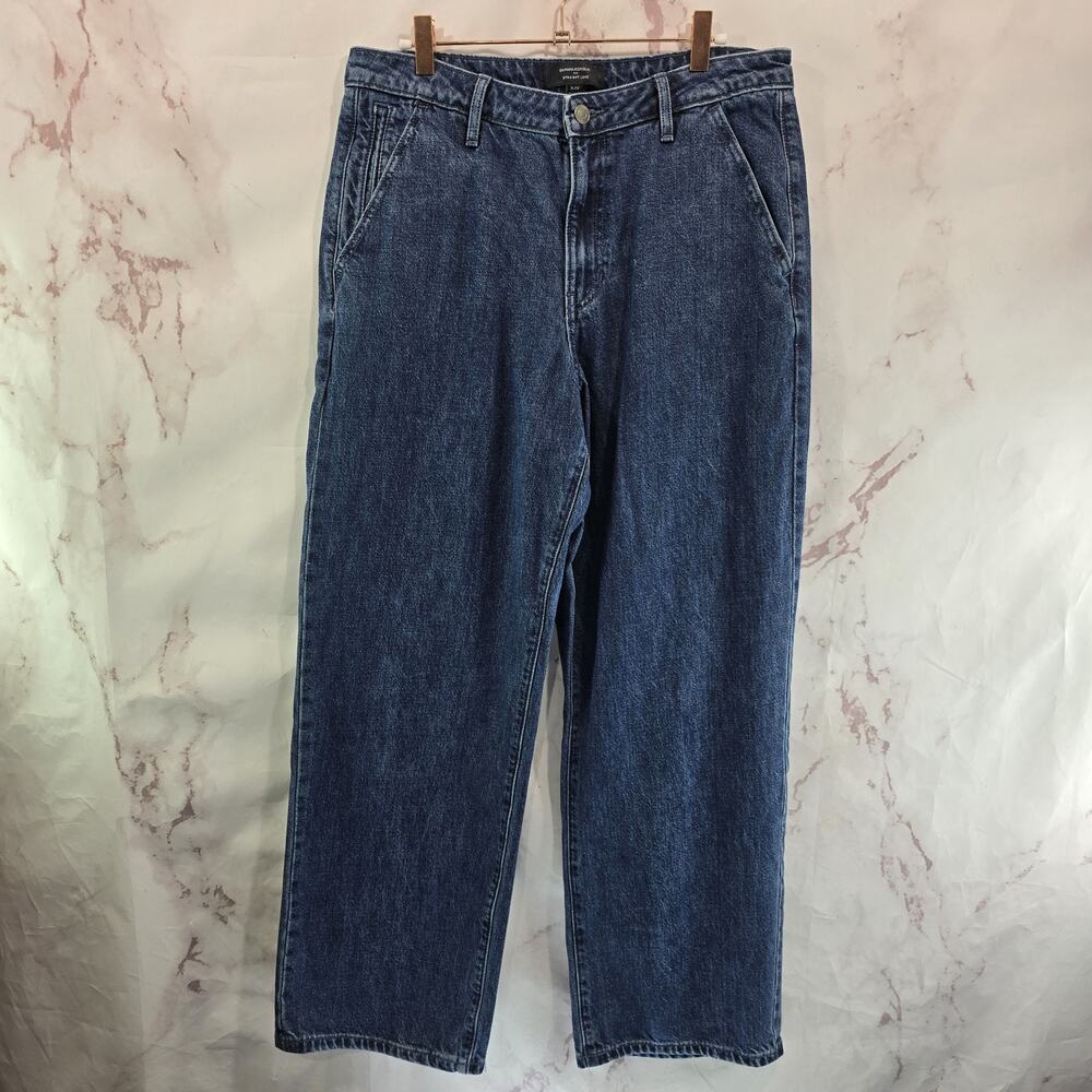 Banana Republic Jeans Womens 31 12 Wide Leg Denim High Rise Straight Luxe Chino
